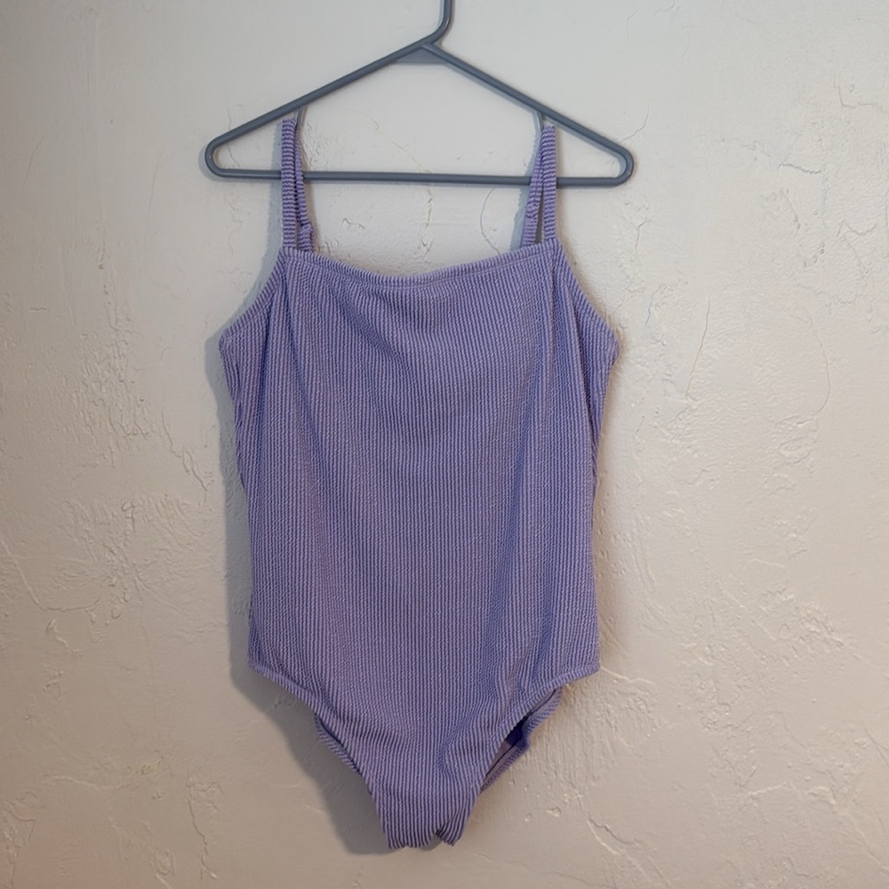 Kona Sol One Piece Crinkle Full‎ Coverage Swimsuit Purple Women’s XL